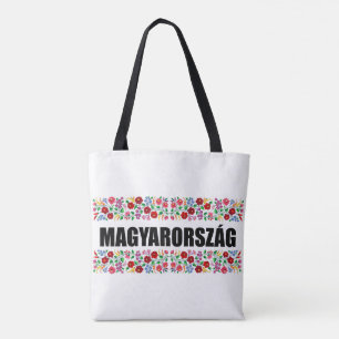 Tote Bag hongrie nom du symbole du pays texte motif folklor