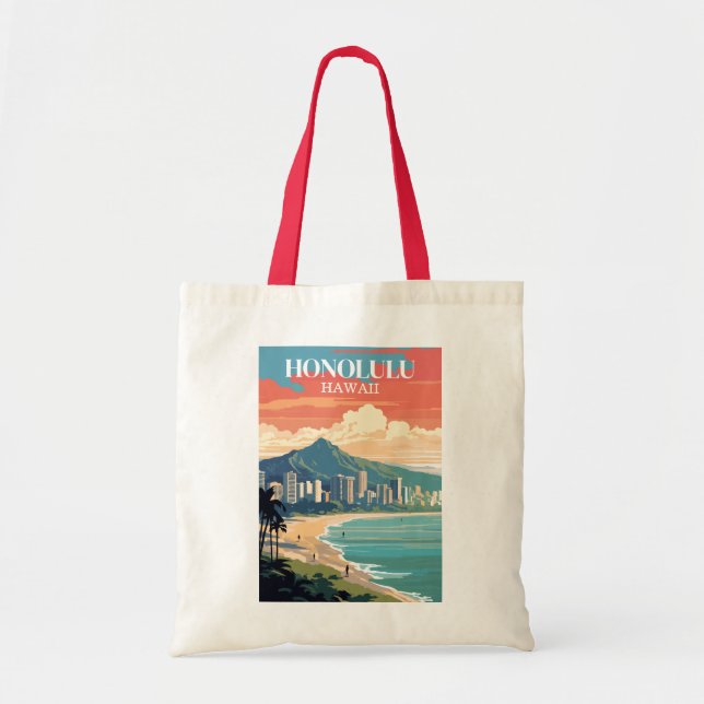Tote Bag Honolulu, Hawaï : Voyage Vintage (Devant)