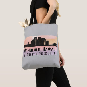Tote Bag Honolulu Skyline Latitude et Longitude