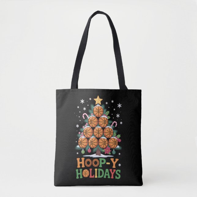 Tote Bag Hoop-y Holidays Basketball Christmas Holiday Sport (Devant)
