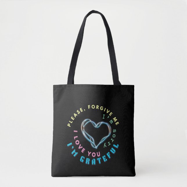 Tote Bag Ho'oponopono Mantra de guérison - Bleu clair Spiri (Devant)