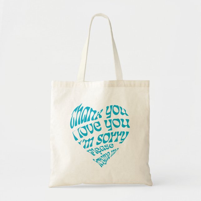 Tote Bag Ho'oponopono Texte en forme de coeur (Devant)