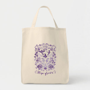 Tote Bag Hope Grosses - Lavender Linocut Bird Inspirational