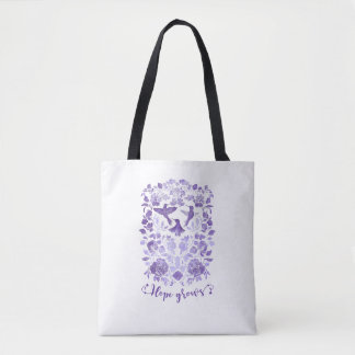 Tote Bag Hope Grosses - Lavender Linocut Bird Inspirational