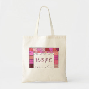 Tote Bag Hope Word Art with Doodles in Shades of Pink