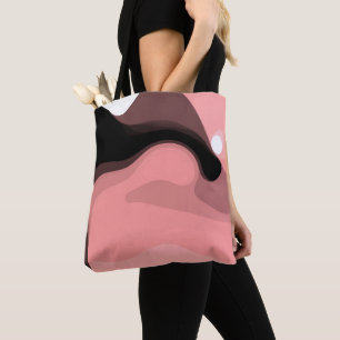 Tote Bag Horizon coucher de soleil : rose, noir et blanc Ab