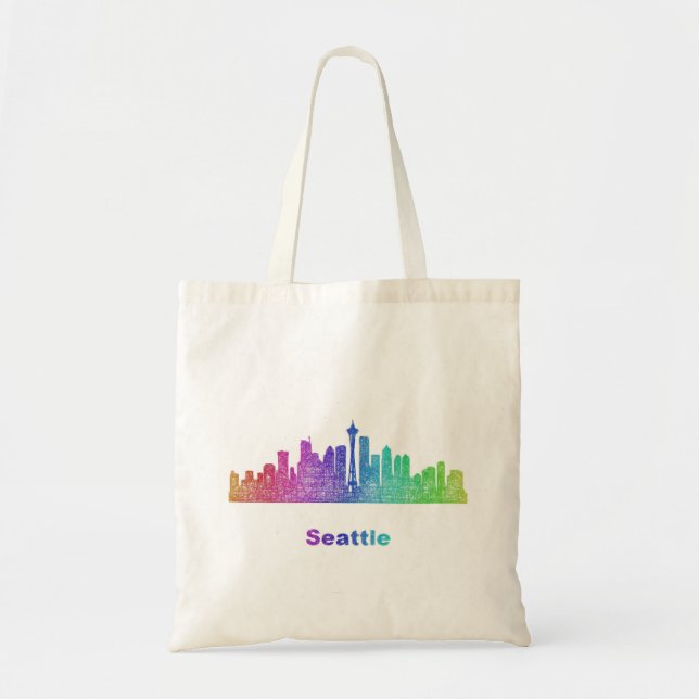 Tote Bag Horizon de Seattle d'arc-en-ciel (Devant)