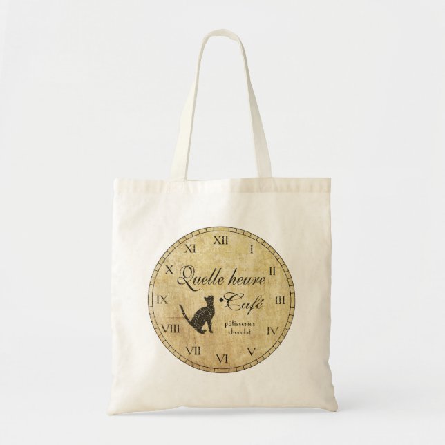 Tote Bag Horloge Café Française Fourre-tout (Devant)