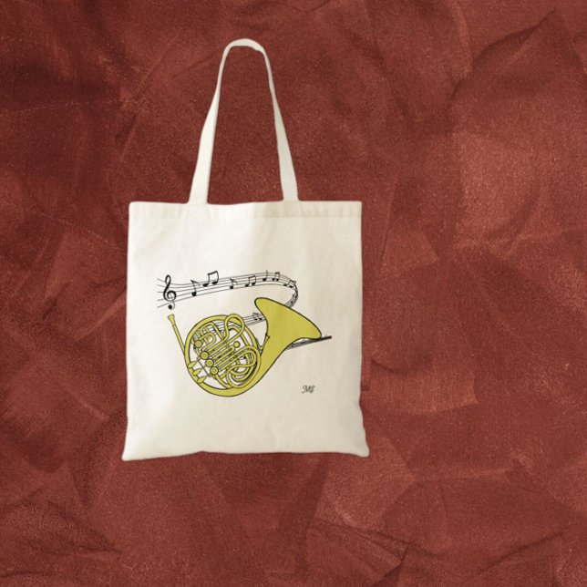 Tote Bag Horloge Française Dessin Musique Fléchée Personnel (Créateur téléchargé)