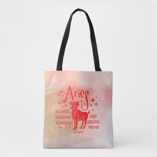 Tote Bag Horoscope Zodiac Aries moderne Personnalisé (Devant)