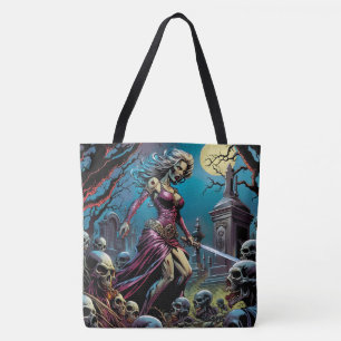 Tote Bag Horreur fille Zombie avec épée
