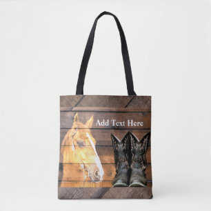 Tote Bag Horse Cowboy Boots Rustic Barque