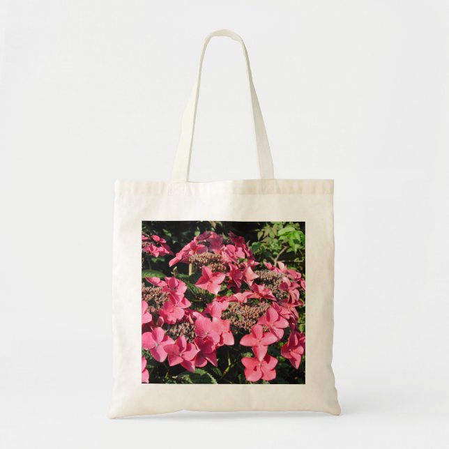 Tote Bag Hortensia. Fleurs roses (Devant)