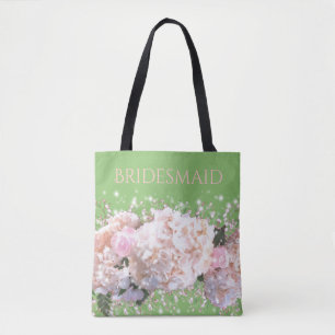 Tote Bag Hortensias romantiques blancs roses, fleurs blanch