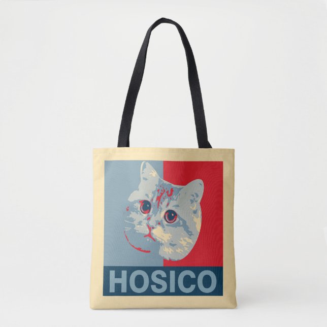 Tote Bag Hosico - Illustration Bleu Rouge (Devant)