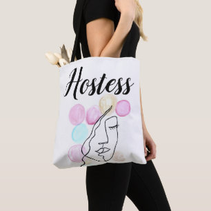 Tote Bag Hostess Pink Grey Typographie Mariage élégant