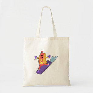Tote Bag Hot-dog as Snowboarder with Sonowboard