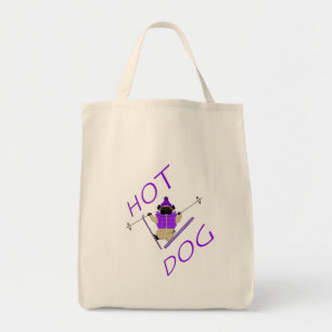 Tote Bag Hot Dog Funny Ski Carlin violet Veste et Skis