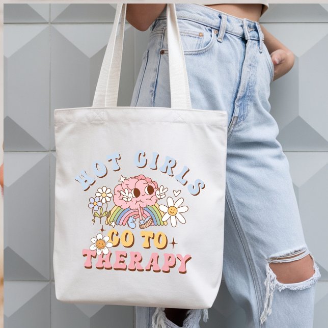 Tote Bag Hot Girls Go to Therapy Retro Self-Care (Créateur téléchargé)