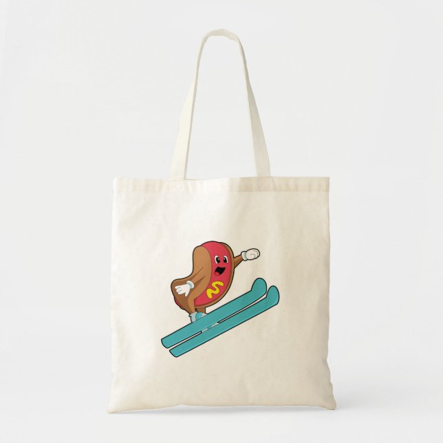Tote Bag Hotdog comme sauteur de ski avec Ski.PNG (Devant)