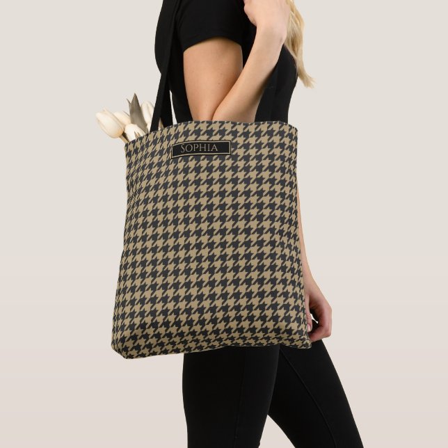 Tote Bag Houndstooth Pale Taupe- (De près)