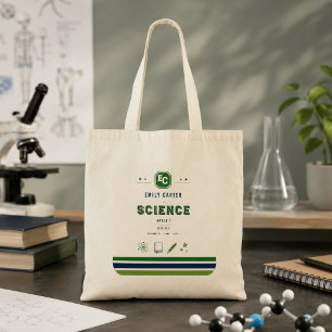 Tote Bag Housse personnalisée verte et marine pour l'école