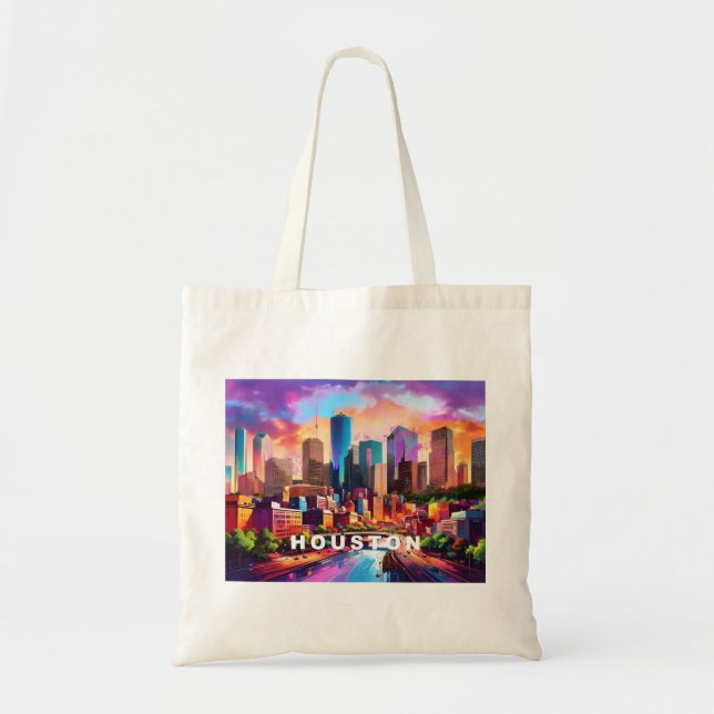 Tote Bag Houston Skyline Abstrait Art (Devant)