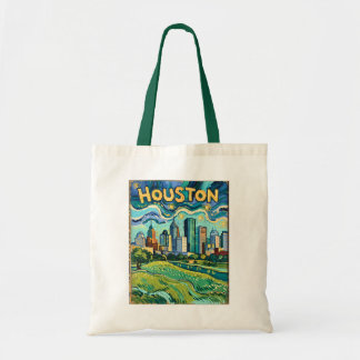 Tote Bag Houston Skyline Colorful Van Gogh Cityscape