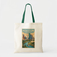 Houston Texas Illustration Voyage Art Rétro