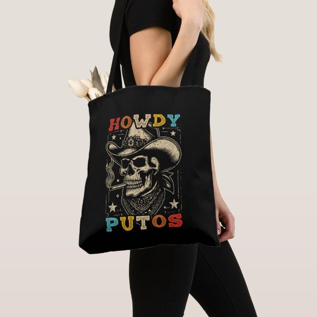 Tote Bag Howdy Putos Funny Skull Retro Vintage (De près)