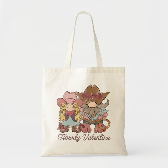 Tote Bag Howdy Valentine Country Gnomes (Devant)