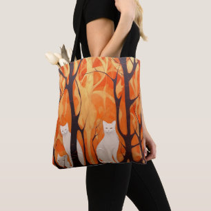 Tote Bag Huile de peinture de chat Fourre-tout - orange, bl