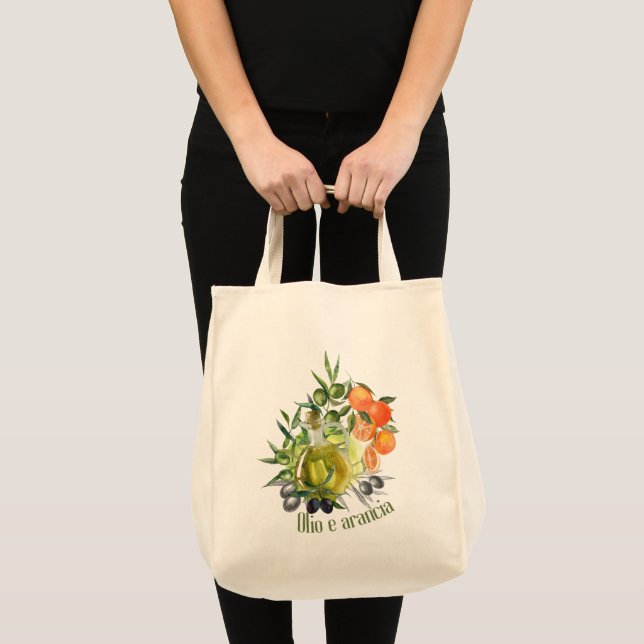 Tote Bag Huile d'olive et orange : (Devant (produit))