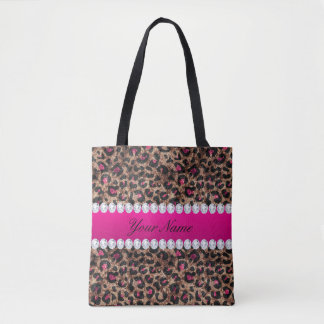 Tote Bag Huile d'or et diamants de Faux Leopard, Rose rose-