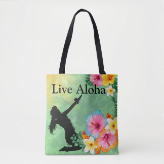 Tote Bag Hula Dancer Live Aloha Fleurs tropicales