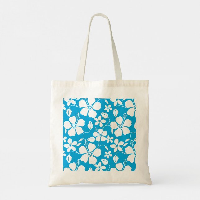 TOTE BAG HULA HAÏIENNE (HIBISCUS) BLEU (Dos)