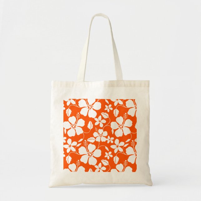 TOTE BAG HULA HAÏIENNE (HIBISCUS) ORANGE (Devant)