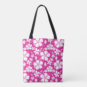 TOTE BAG HULA HAÏIENNE (HIBISCUS) ROSE CHAUDE