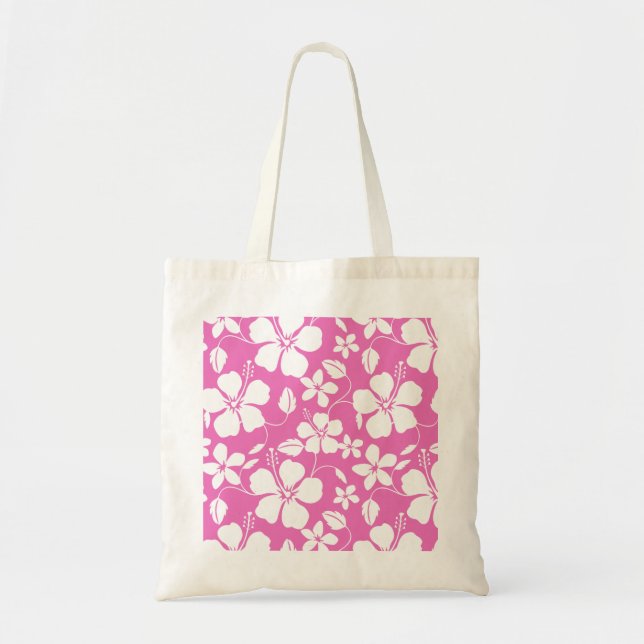 TOTE BAG HULA HAWAIEN (HIBISCUS) ROSE (Devant)