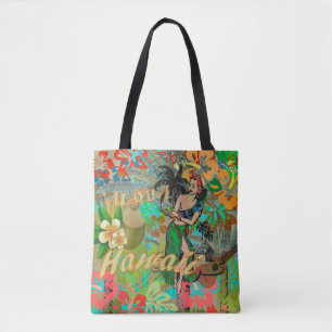 Tote Bag Hula Vintage Floral Graphisme Floral Hawaii