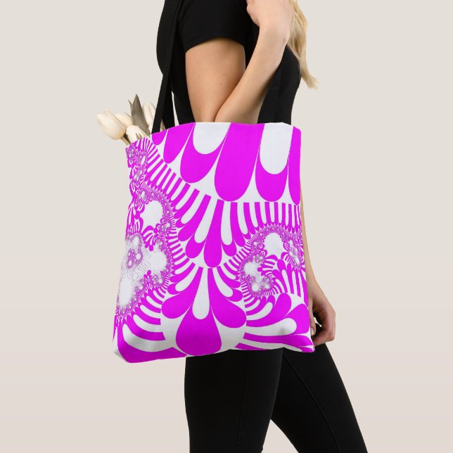Tote Bag Humeur rose et blanche (De près)