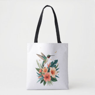 Tote Bag Hummingbird Bloom Tropical Botanical Bag