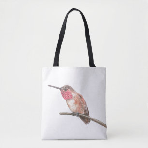 Tote Bag Hummingbird watercolor