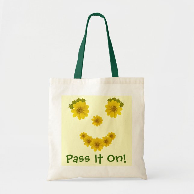 Tote Bag Humoristique Fleur sauvage Jaune sourire (Devant)