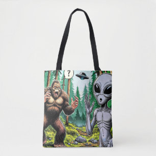 Tote Bag Humour Alien et Bigfoot