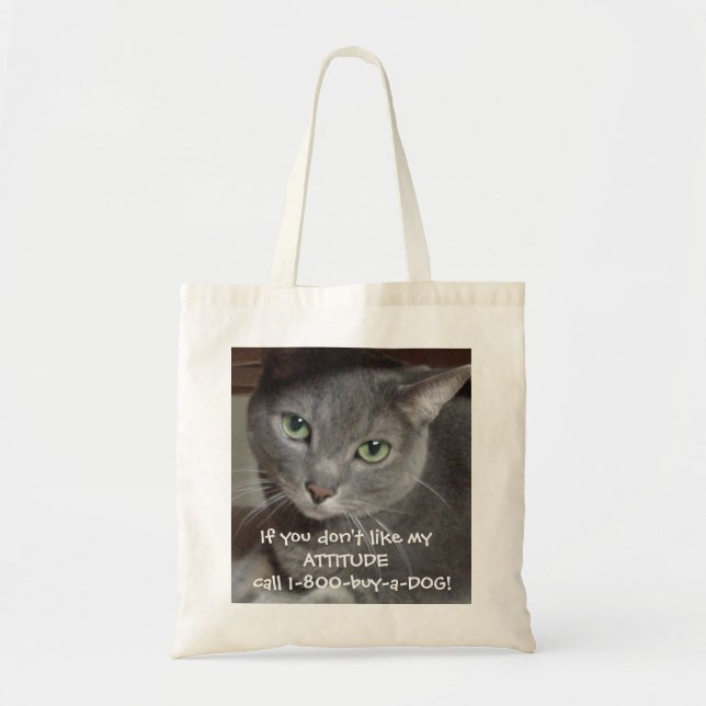 Tote Bag Humour d'attitude de chat bleu russe (Devant)