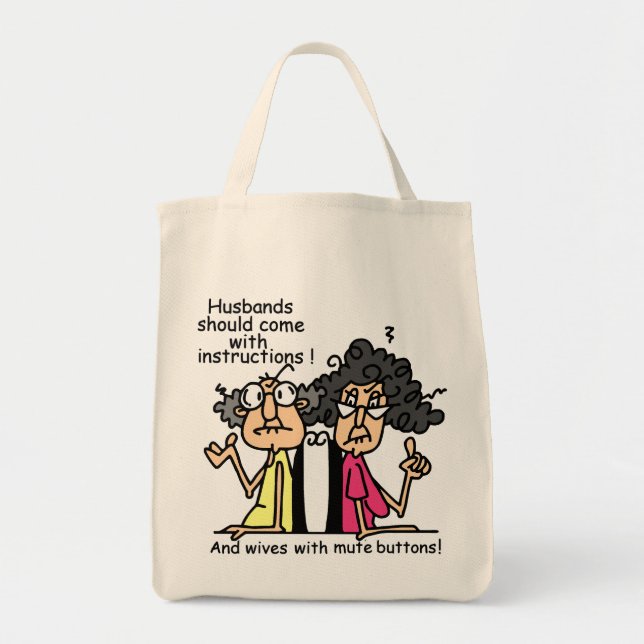 Tote Bag Humour d'attitude de maris et d'épouses (Devant)