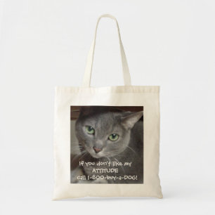 Tote Bag Humour d'attitude du chat gris bleu russe