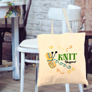 Tote Bag Humour de tricotage Citation Knit Happens et fil f