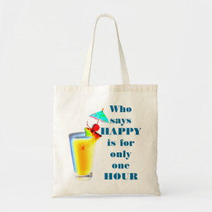 Tote Bag Humour d'heure heureuse de boissons de parapluie